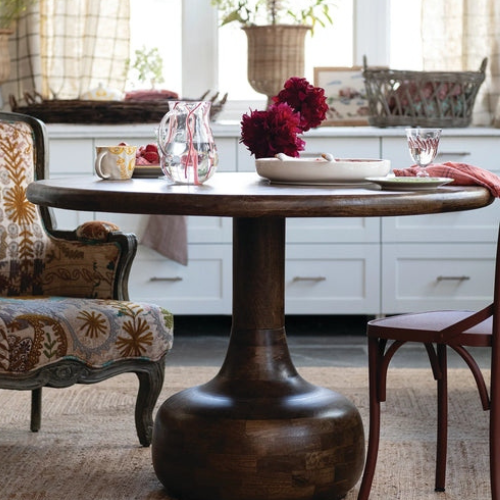 Fabicol Wooden Pedestal Table for Dining Room & Kitchen